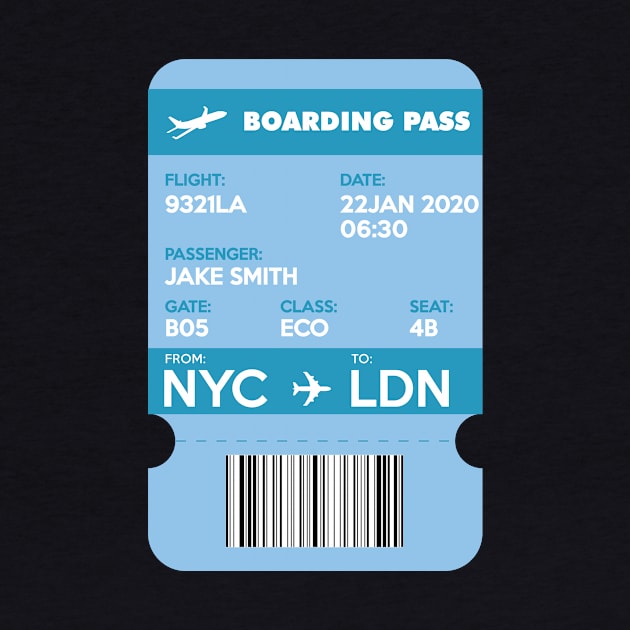 Boarding Pass from NYC to LDN by Avion